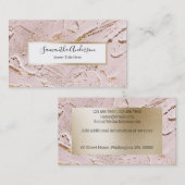 Roze gouden verfmarmer met kalligrafie visitekaartje (Voorkant / Achterkant)