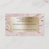 Roze gouden verfmarmer met kalligrafie visitekaartje (Achterkant)