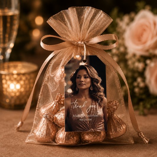 Roze Gouden Verjaardag Bedankt Cadeaulabel