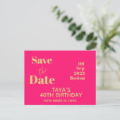 Roze Gouden Verjaardag  Save The Date   Briefkaart (Staand voorkant)