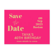 Roze Gouden Verjaardag  Save The Date  