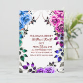 Roze Gouden Verjaardags Uitnodiging Template: Late (Staand voorkant)