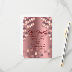 Roze Gouden Verjaardags Uitnodiging Template: Late