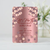 Roze Gouden Verjaardags Uitnodiging Template: Late (Staand voorkant)