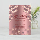 Roze Gouden Verjaardags Uitnodiging Template: Late (Staand voorkant)