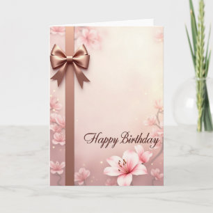 Roze Gouden Verjaardagsboogkaart Kaart