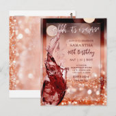 Roze Gouden Verjaardagsfeest Surprise Briefkaart (Voorkant / Achterkant)