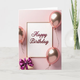 Roze Gouden Verjaardagskaart Kaart