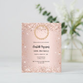 Roze gouden verjaardagsuitnodiging met diamant en  (Staand voorkant)