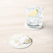 Roze Gouden Verlovings  Ronde Kartonnen Onderzetter (Insitu)