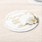 Roze Gouden Verlovings  Ronde Kartonnen Onderzetter (Gebogen)