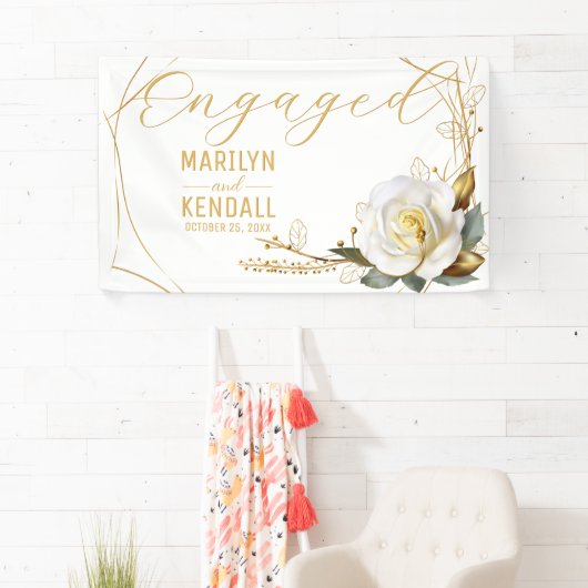 Roze Gouden Verlovings- Spandoek (Insitu)