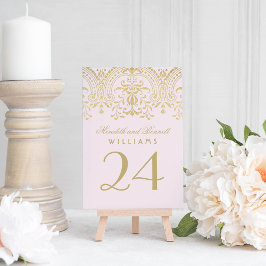 Roze Gouden Vintage Glamour Tafelnummerkaart Kaart