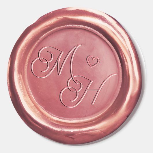 Roze Gouden Vintage Initialen Huwelijksgunst Ronde Sticker (Voorkant)