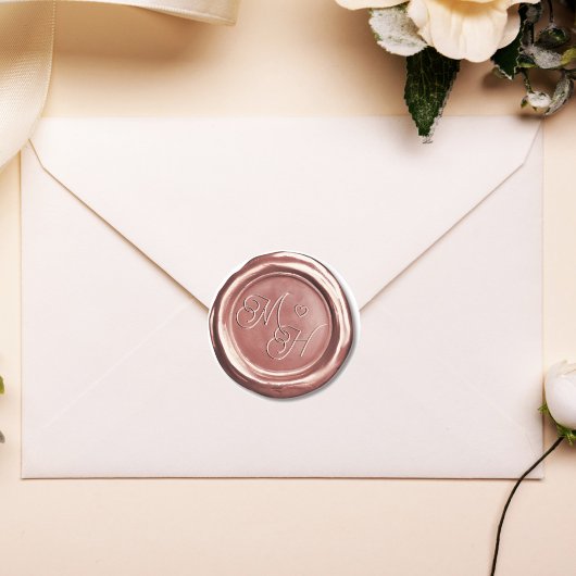 Roze Gouden Vintage Initialen Huwelijksgunst Ronde Sticker