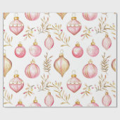 Roze gouden vintage kerst Ornamenten Cadeaupapier (Vlak)