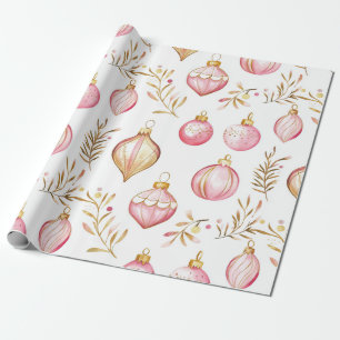 Roze gouden vintage kerst Ornamenten Cadeaupapier