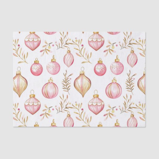 Roze gouden vintage kerst Ornamenten Tissuepapier (Voorkant)