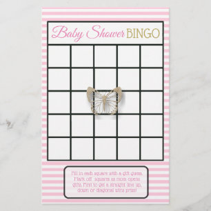Roze & Gouden Vlinder Baby Shower Spellen Flyer