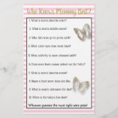 Roze & Gouden Vlinder Baby Shower Spellen Flyer (Achterkant)