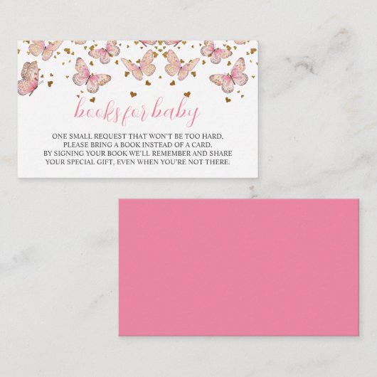 Roze & Gouden Vlinder | Boeken voor Baby Insert Informatiekaartje (Voorkant / Achterkant)