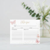 Roze Gouden Vlinder Bruidsdouche Receptkaarten (Staand voorkant)