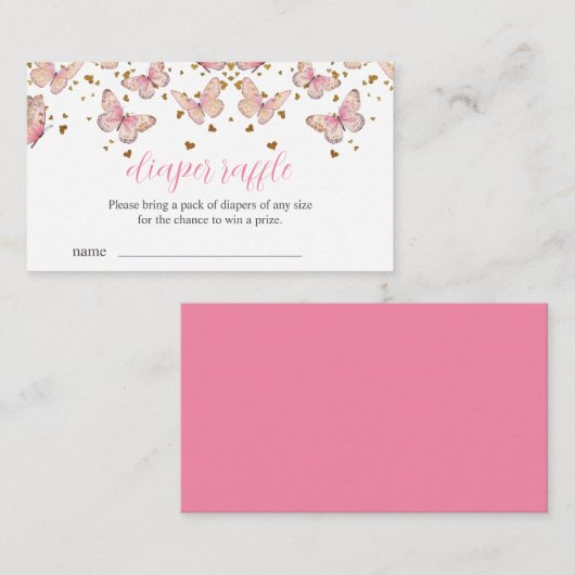 Roze & Gouden Vlinder | Inzetstuk luierloof Informatiekaartje (Voorkant / Achterkant)