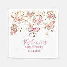 Roze & Gouden Vlinder Kusjes Baby Shower