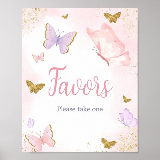 Roze gouden vlinder lente gunsten poster (Voorkant)