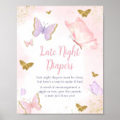Roze Gouden Vlinder Lente Late Night Luiers Poster (Voorkant)
