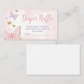 Roze Gouden Vlinder Lente Luier Raffle Informatiekaartje (Voorkant / Achterkant)
