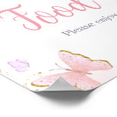 Roze gouden vlinder lente voedsel poster (Hoek)