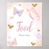 Roze gouden vlinder lente voedsel poster (Voorkant)