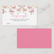 Roze & Gouden Vlinder | Luier Raffle Insteekkaart