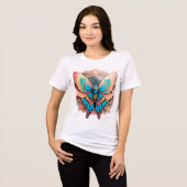 Roze Gouden Vlinder Mandala Tri-Blend Shirt (Voorkant volledig)
