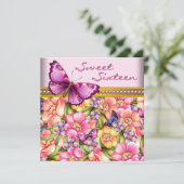 Roze Gouden Vlinder Roze Gouden Sweet 16 Verjaarda Kaart (Staand voorkant)