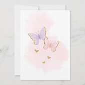 Roze gouden vlinder veer Baby shower Kaart (Achterkant)