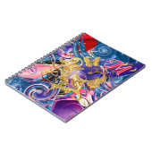 Roze Gouden Vlinder Werveling Monogram Vloeibare A Notitieboek (Linkerzijde)