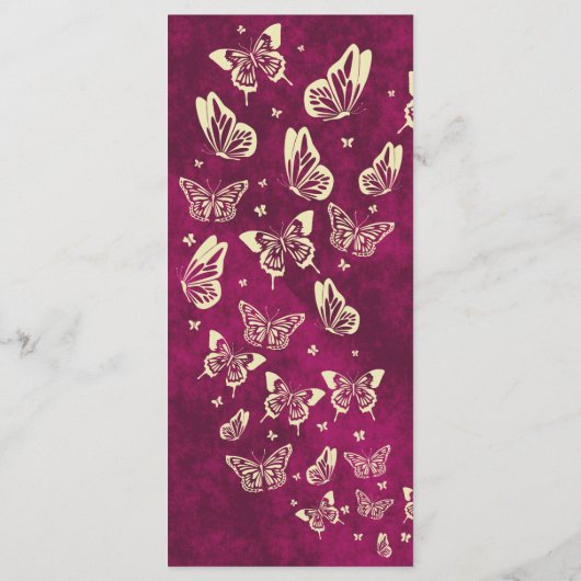 Roze Gouden Vlinders Quinceañera Meisje Verjaardag Menu (Achterkant)