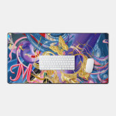 Roze Gouden Vlinderwervel Monogram Vloeistof Abstr Bureaumat (Keyboard & Muis)