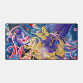 Roze Gouden Vlinderwervel Monogram Vloeistof Abstr Bureaumat (Voorkant)