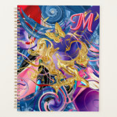 Roze Gouden Vlinderwervel Monogram Vloeistof Abstr Planner (Voorkant)