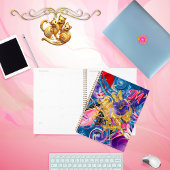Roze Gouden Vlinderwervel Monogram Vloeistof Abstr Planner