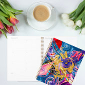 Roze Gouden Vlinderwervel Monogram Vloeistof Abstr Planner