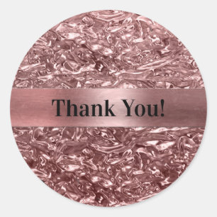 Roze Gouden Vloeibare Chroom Metallic Chic Feest F Ronde Sticker
