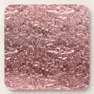 Roze Gouden Vloeibare Chroom Metallic Chic Glam Bier Onderzetter