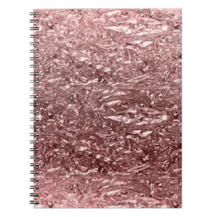 Roze Gouden Vloeibare Chroom Metallic Chic Glam Notitieboek