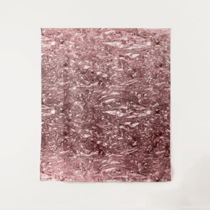 Roze Gouden Vloeibare Chroom Metallic Chic Glam Wandkleed
