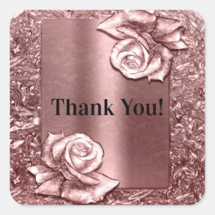 Roze Gouden Vloeibare Chroom Metallic Chique Feest Vierkante Sticker