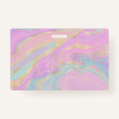 Roze Gouden Vloeibare Swirl Regenboog Marmer Badge (Achterkant)